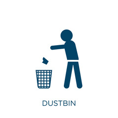 Poster - dustbin vector icon. bin filled flat symbol for mobile concept and web design. Black trash glyph icon. Isolated sign, logo illustration. Vector graphics.