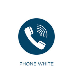 Poster - phone white vector icon. communication filled flat symbol for mobile concept and web design. black p