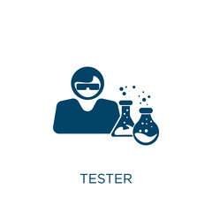 Poster - tester vector icon. test filled flat symbol for mobile concept and web design. Black technology glyph icon. Isolated sign, logo illustration. Vector graphics.