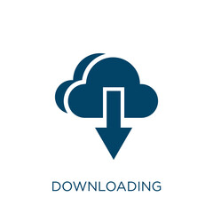 Poster - downloading vector icon. computer filled flat symbol for mobile concept and web design. Black download glyph icon. Isolated sign, logo illustration. Vector graphics.
