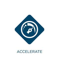 Poster - accelerate vector icon. technology filled flat symbol for mobile concept and web design. Black meter glyph icon. Isolated sign, logo illustration. Vector graphics.