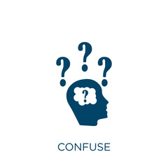 Poster - confuse vector icon. person filled flat symbol for mobile concept and web design. Black thinking glyph icon. Isolated sign, logo illustration. Vector graphics.