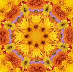 Wall Mural - Beautiful circular floral pattern. Kaleidoscope