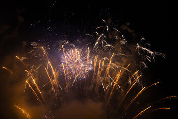 Wall Mural - Fireworks at New Year. Abstract holiday background.