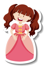 Sticker - Cute princess in pink dress cartoon character sticker