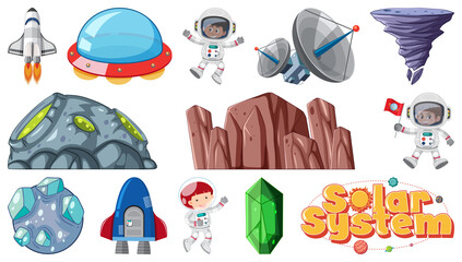 Wall Mural - set of isolated fantasy space game objects and elements