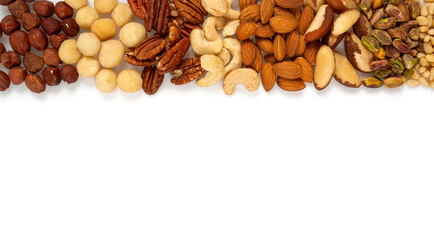 Wall Mural - assortment of nuts isolated on white background