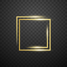 Gold Square Frame On Dark Transparent Background