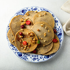 Sticker - Homemade buckwheat pancakes with cranberry and walnut