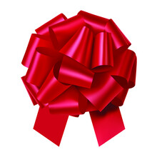 Red Pull Bow Ribbon Vector Illustration, Glossy And Realistic 3d Illustration. Christmas Gift Package Wrapper