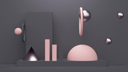 Poster - Black abstract background with cone. Abstract loop animation