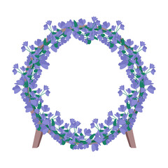 Poster - Floral blue ornamental gate semi flat color vector object. Realistic item on white. Decoration for celebratory event isolated modern cartoon style illustration for graphic design and animation