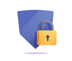 Aufkleber - Lock shield as secure identity access protection icon, guard anti virus safety privacy badge with padlock vector cartoon illustration