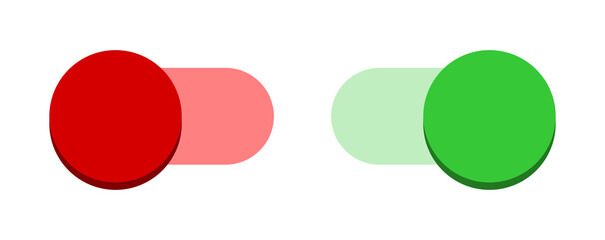 Poster - On Off Green and Red Switch Button Toggle Slider Icon Set. Vector Image.