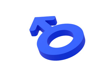 Male sex sign. Gender symbol isolated on white background. 3d render