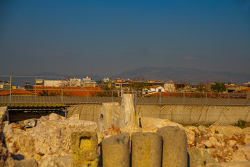 Wall Mural - IZMIR, TURKEY: Ancient ruins of the Agora, archaeological excavations in Izmir.