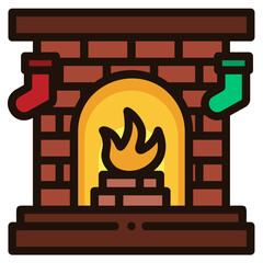 Sticker - fireplace filled outline icon