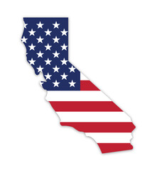 Sticker - california state map shape with usa flag