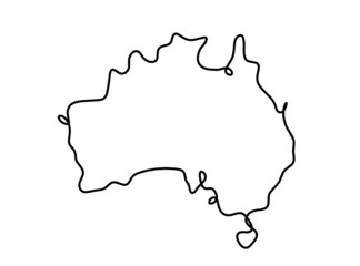 Wall Mural - Map of Australia as line drawing on white background. Vector