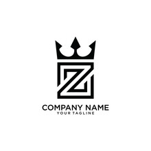 Logo Z Or ZZ With Crown Icon Vector.