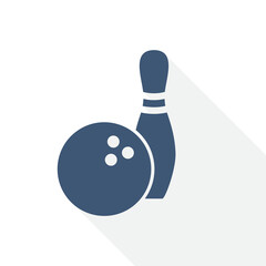Poster - Bowling pin with ball vector icon. Logo template. Sport equipment symbol.