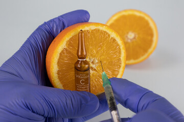 intra dermal injectable vitamin c anti aging and antioxidant for  skin, bottle and syringe