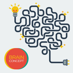 Creative concept of the human brain, vector illustration. Flat style. Education and science poster or banner.