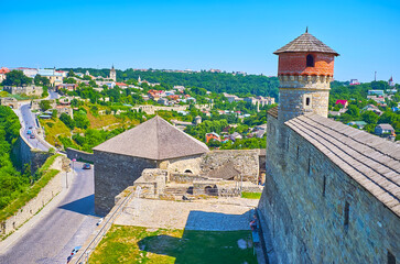 Sticker - The landscape of Kamianets-Podilskyi from the Castle wall, Ukraine