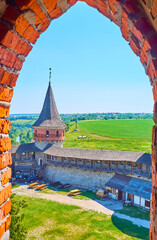 Poster - The Laska Tower and courtyard of Kamianets-Podilskyi Castle from the loophole, Ukraine