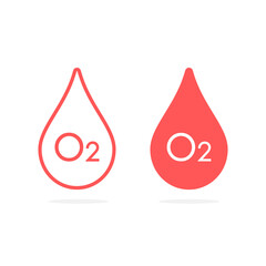 Oxygen in blood drop icon, O2 saturation monitoring vector isolated symbol
