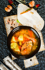 Poster - fish soup, soup with salmon , diet food