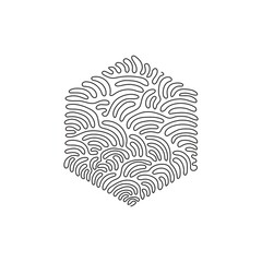 Poster - Single continuous line drawing hand drawn hexagon, blank drawing frame isolated on white background, black scribble lines, single hexagon. Swirl curl style. One line draw design vector illustration