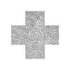 Poster - single one line drawing flat design cross badge icon. black geometric shape. tag or logo design. abs