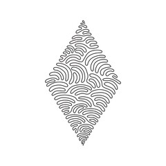 Poster - Continuous one line drawing poker playing cards suit diamond design shape single icon. Diamond suit deck of playing card used for ace in casino. Swirl curl style. Single line draw vector illustration