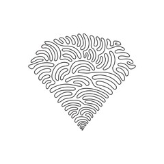 Poster - Continuous one line drawing geometric shapes, diamond icon. Diamond symbol of luxury and treasure precious crystal for inlaid rings, necklaces. Swirl curl style. Single line draw design vector graphic