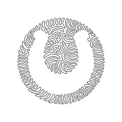 Poster - Continuous one line drawing metal horseshoe for horses. Shoes for horses to protect hooves. Farm and gardening single icon. Swirl curl circle background style. Single line draw design vector graphic