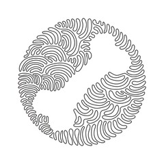 Poster - Continuous one line drawing dog bone icon in modern flat design isolated, pet food for web site or mobile app. Swirl curl circle background style. Single line draw design vector graphic illustration