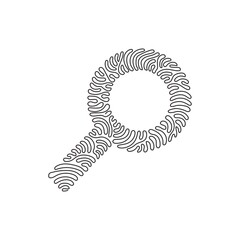Poster - Continuous one line drawing magnifying glass or search icon. Flat magnifier for use in web design, ui, program, app, software. Swirl curl style. Single line draw design vector graphic illustration