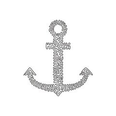 Poster - Single one line drawing anchor icon isolated. Ship or boat anchor silhouette, marine symbol, security sign. Ocean or sea symbol. Swirl curl style. Continuous line draw design graphic illustration