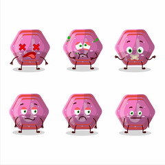 Poster - Pink gummy candy j cartoon character with nope expression