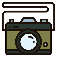 Sticker - camera blue line icon