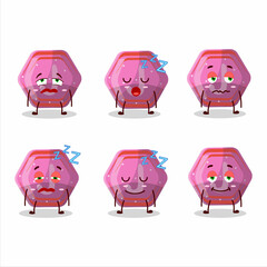 Wall Mural - Cartoon character of pink gummy candy j with sleepy expression