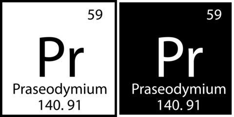 Wall Mural - Praseodymium chemical element. Modern design. Education background. Mendeleev table. Vector illustration. Stock image. 