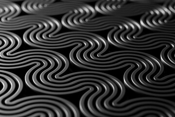 Aufkleber - 3d illustration of a stereo black  stripes . Geometric stripes similar to waves. Abstract   glowing crossing lines pattern