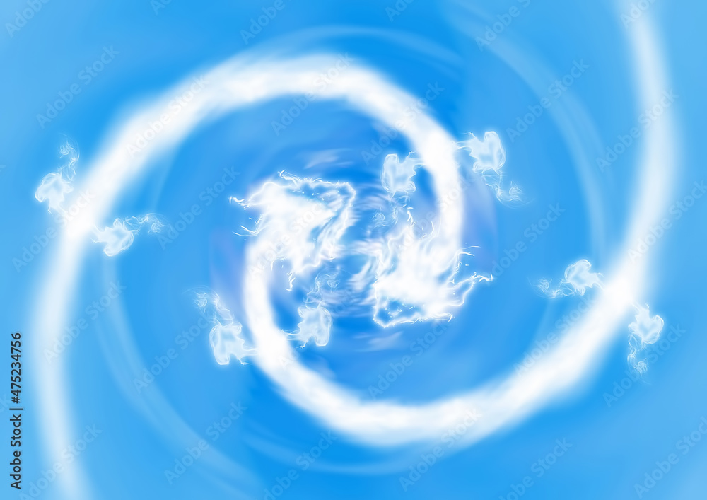 Illustration Stock 龍の形の白い雲が渦巻くイラスト | Adobe Stock
