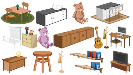 Sticker - Set of interior furniture and decorations