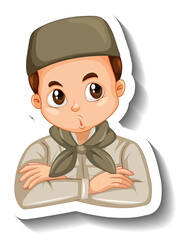 Poster - Muslim boy in safari outfit cartoon character sticker