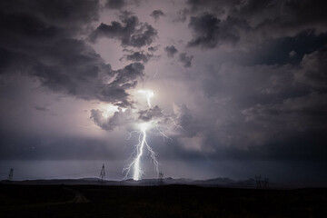 Wall Mural - mesmerizing scene of a lightning during a thunderstorm at night