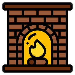 Sticker - fireplace filled outline icon