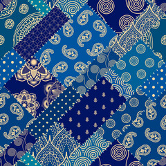 Poster - Patchwork textile pattern. Seamless quilting design background.